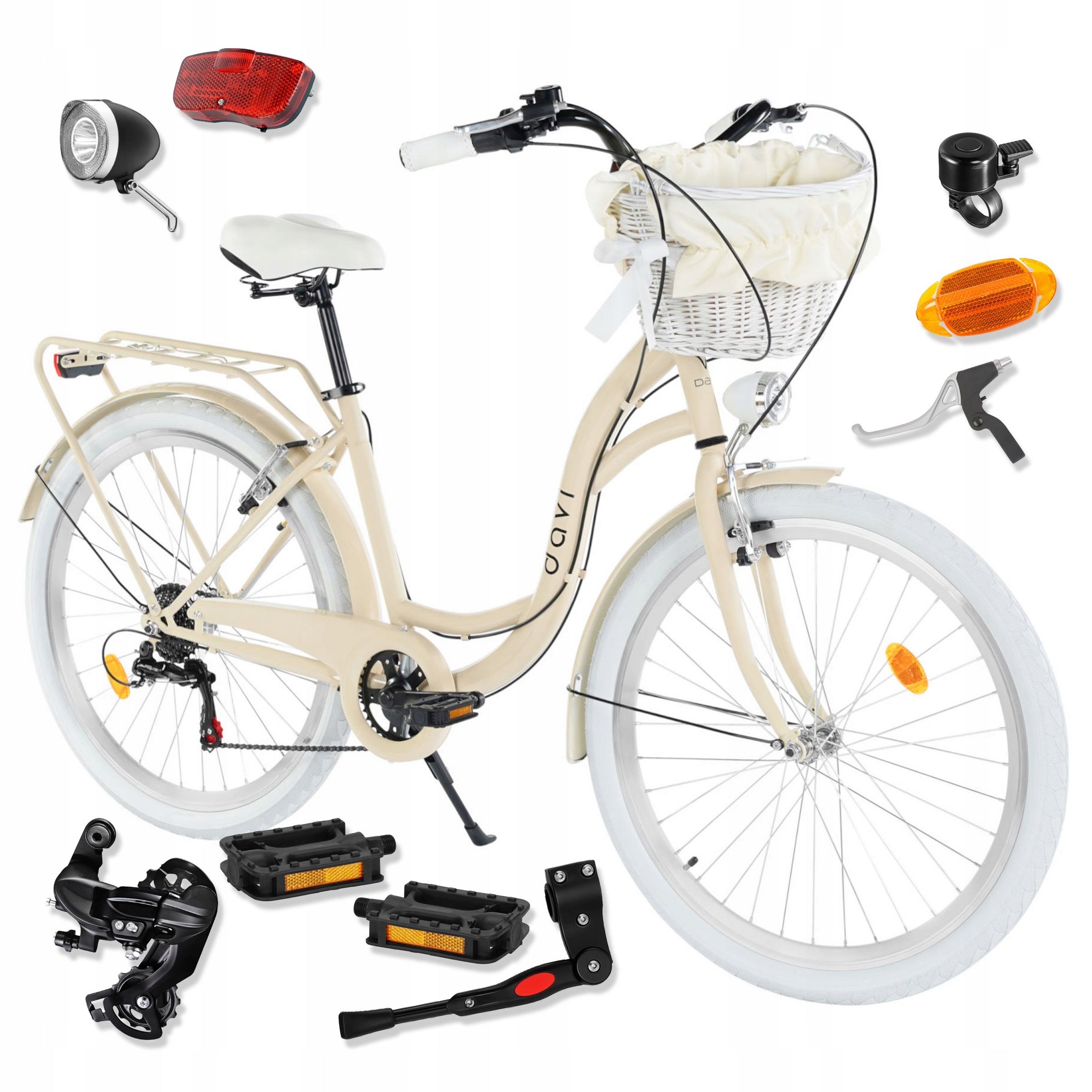Dámské Městské Kolo 26 Palců Damka Davi Emma Shimano Rám 18" Koš Nosič