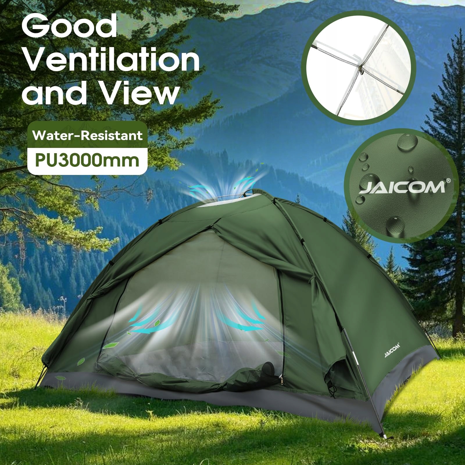 JAICOM Namiot 2 Osobowy Lekki Stabilny Wodoodporny Na Camping Trekking — miniatura 4