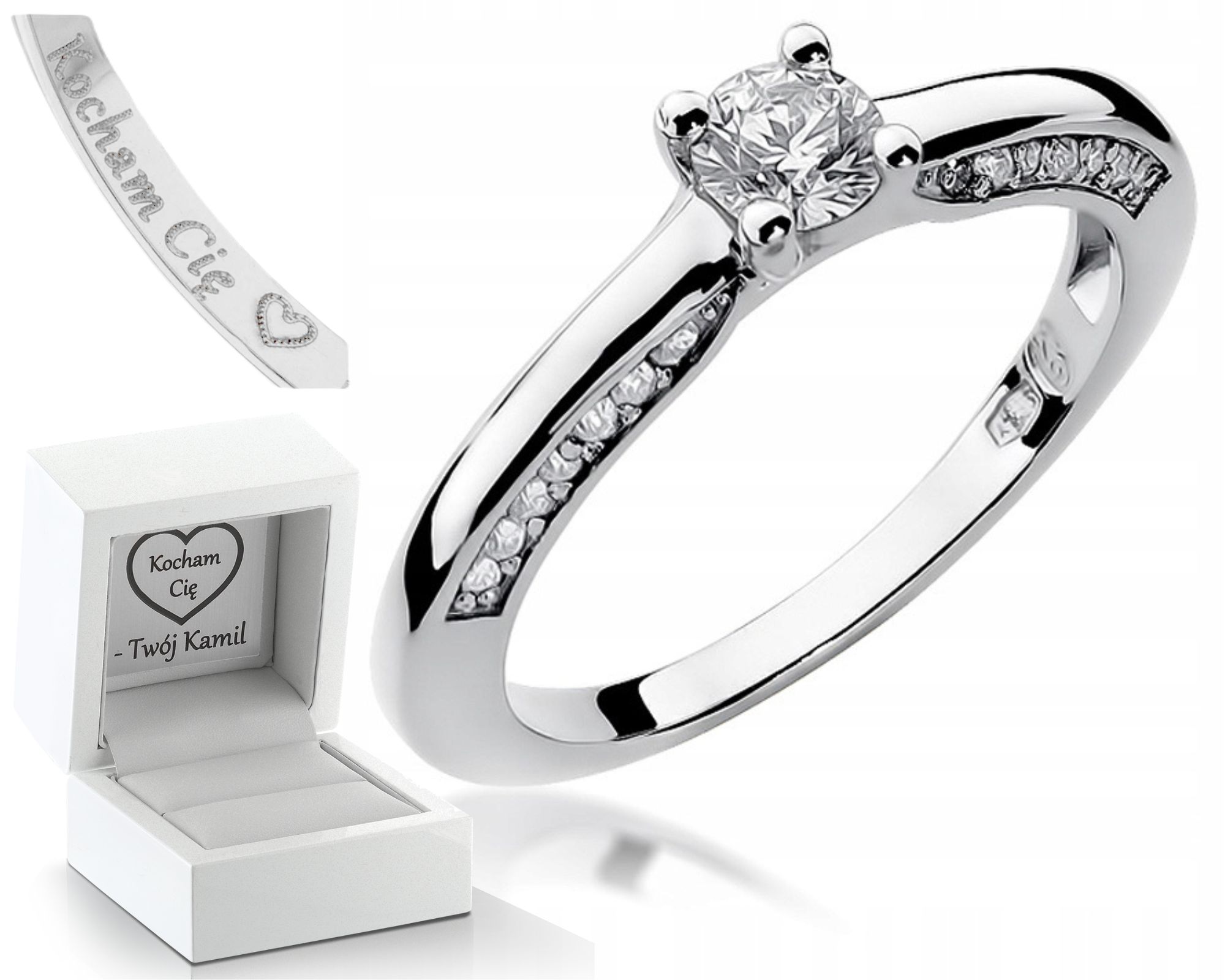 Prstýnek S Briliantem 0,44 Ct Gravírování