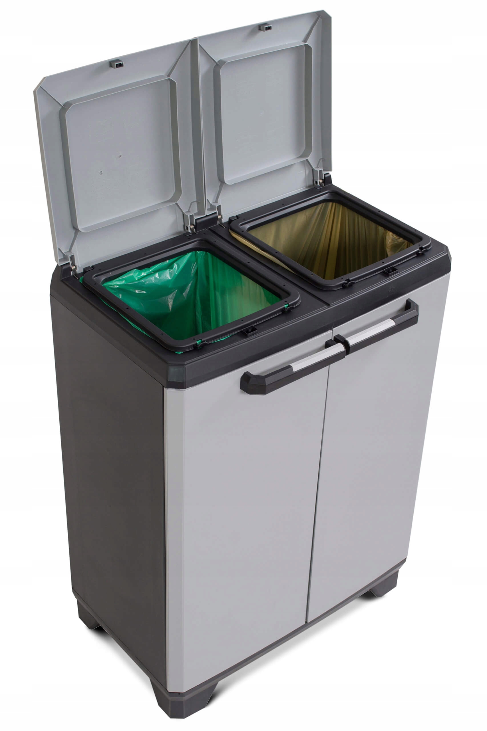 SZAFKA KOSZ DO SEGREGACJI ŚMIECI NA WORKI 2 KOMOROWY DO KUCHNI STOJAK 220L Liczba stanowisk 2