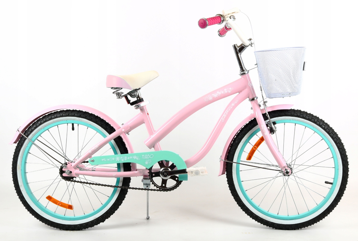 Rower dla dziewczynki 20" Cruiser różowy miętowy koszyk stopka błotnik Pl