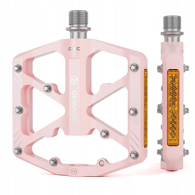 Gewage Pedały Platformowe Aluminium z Pinami 3 Łożyska Maszynowe Mtb Różowe