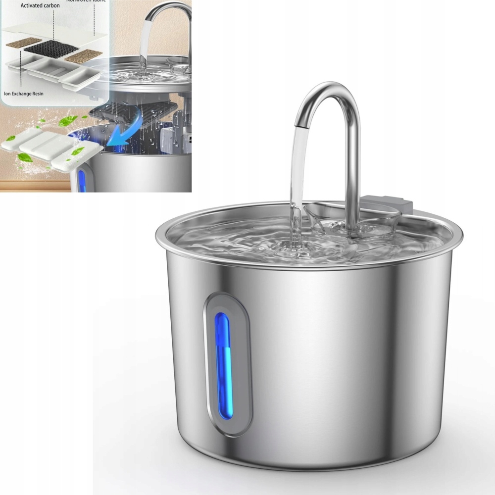 Automatická fontána pro domácí mazlíčky 2,2 l, dávkovač vody pro psy a kočky, tichý filtr
