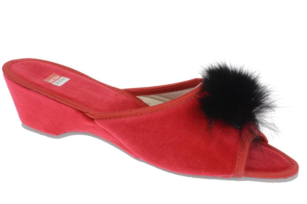 

Pantofle Damskie Pompon Koturn Polskie czerwony 41