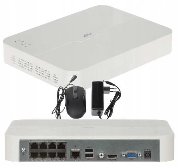 ZESTAW DO MONITORINGU IP UNIVIEW 4Mpx 6 KAMER ZEWNĘTRZNE PoE APLIKACJA Kod producenta NVR301-08LS3-P8 6x IPC2314LE-ADF28KM-WL  1TB