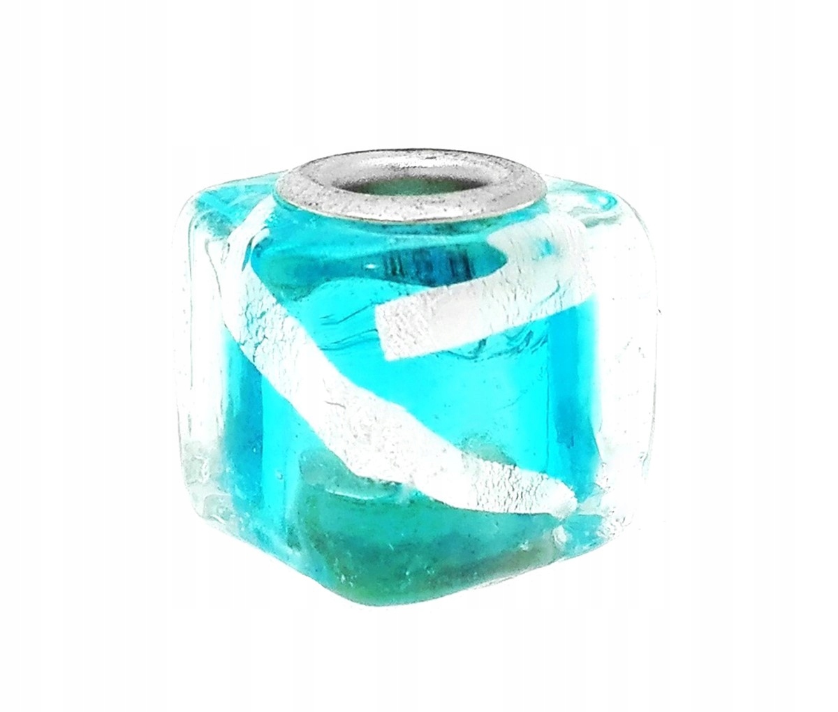 

Zawieszka beads szklany kostka lazurowy