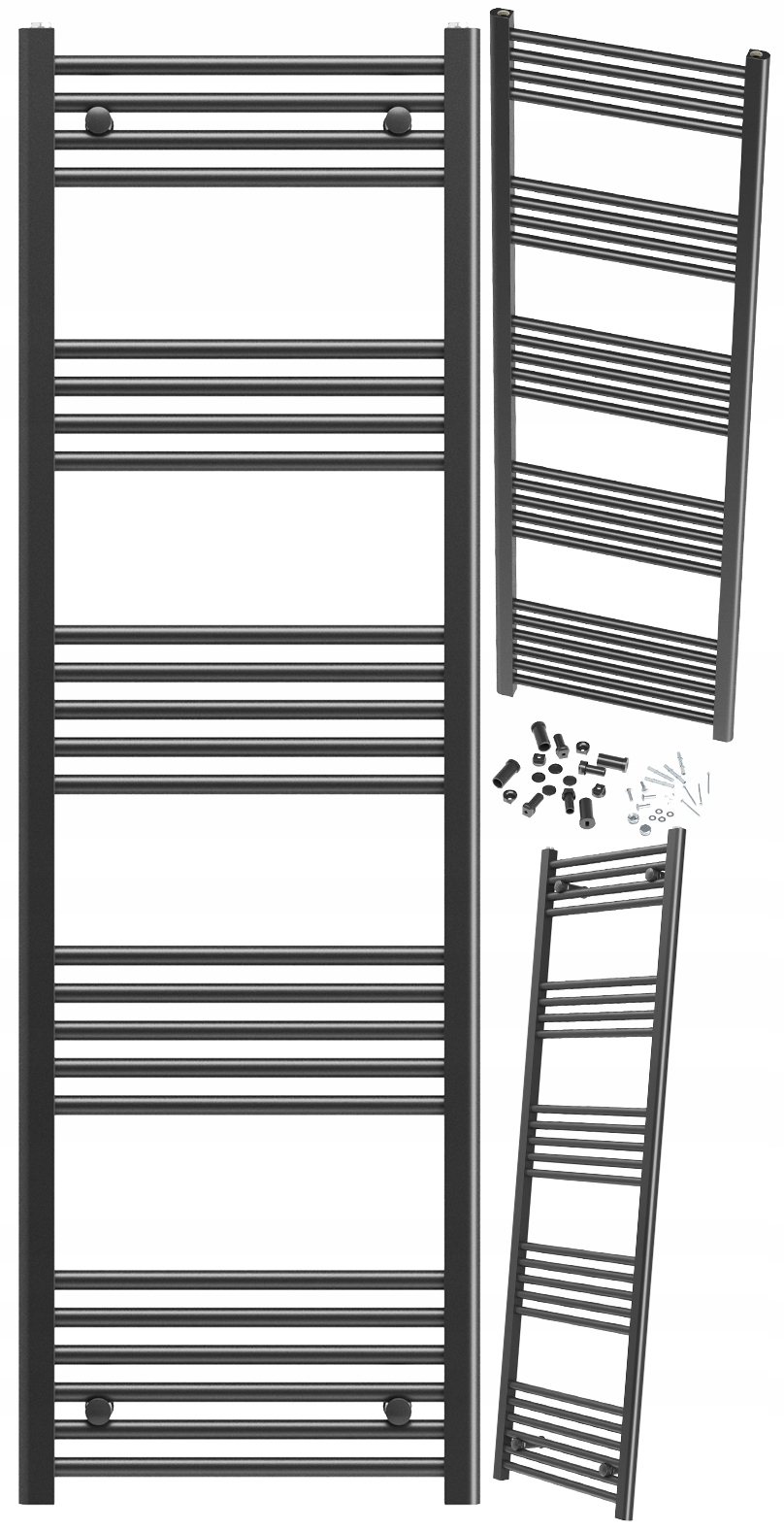 Kúpeľňový Ohrievač Čierny Breno Rebríkový 50x160 cm Kaloryfer Montáž 180°