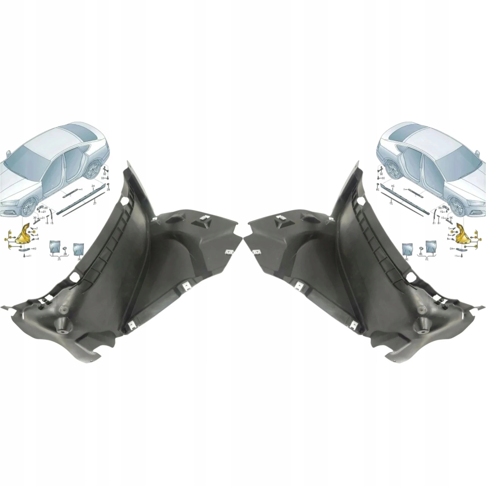 Audi A5 8W6 2015-2019 Spojler Podběhu Kola Levý Pravý Přední Komplet