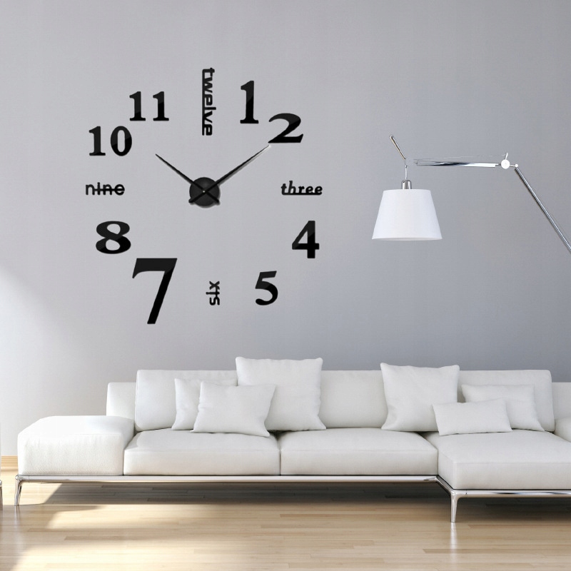 

Zegar Ścienny Duży Naklejany Na Ścianę 3D Cichy XL