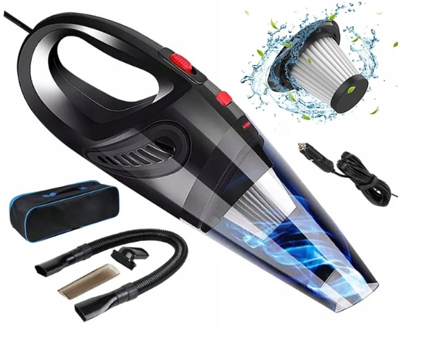 MOCNY SAMOCHODOWY ODKURZACZ RĘCZNY PIERZE NA MOKRO