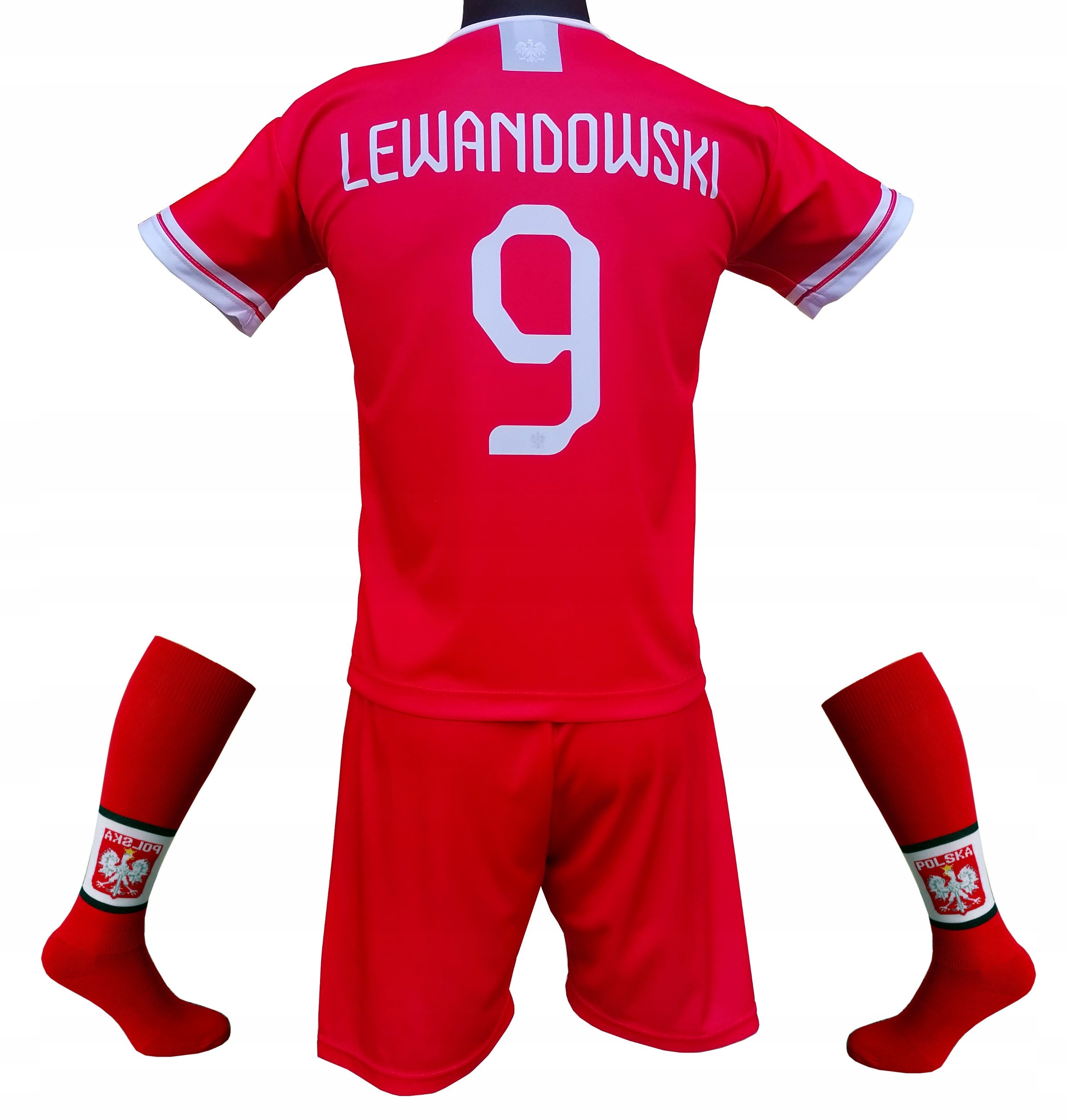 Komplet strój piłkarski Lewandowski Polska koszulka spodenki getry :: L