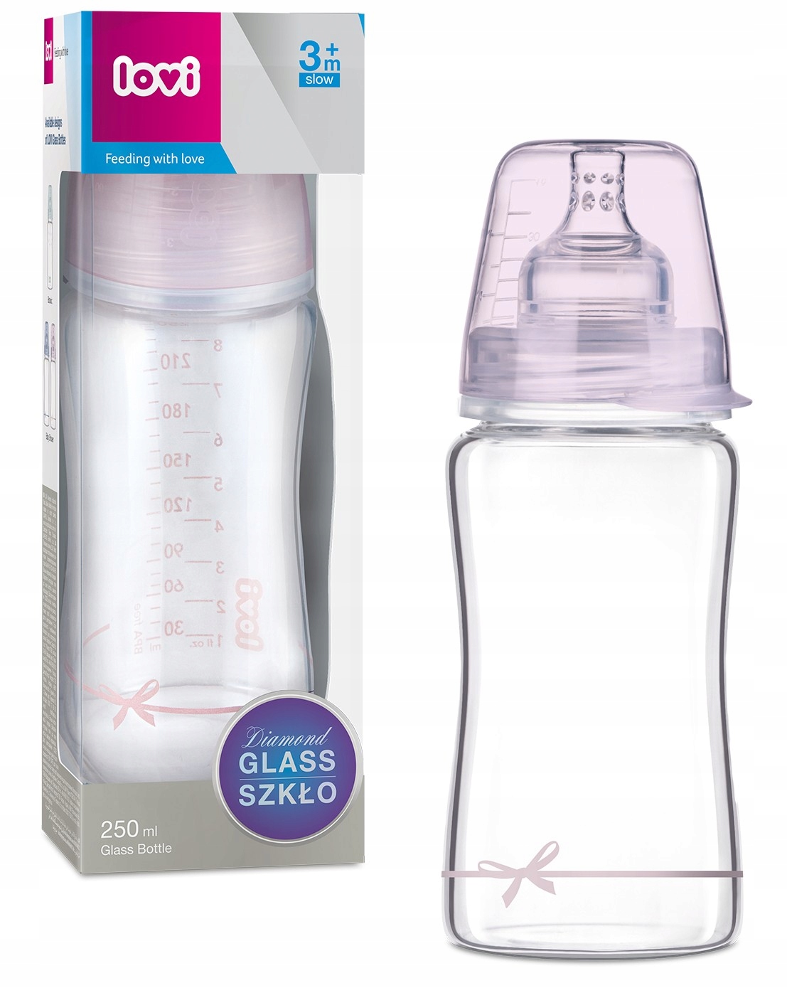 LOVI BUTELKA SZKLANA DIAMOND GLASS GIRL 250ML 3m+