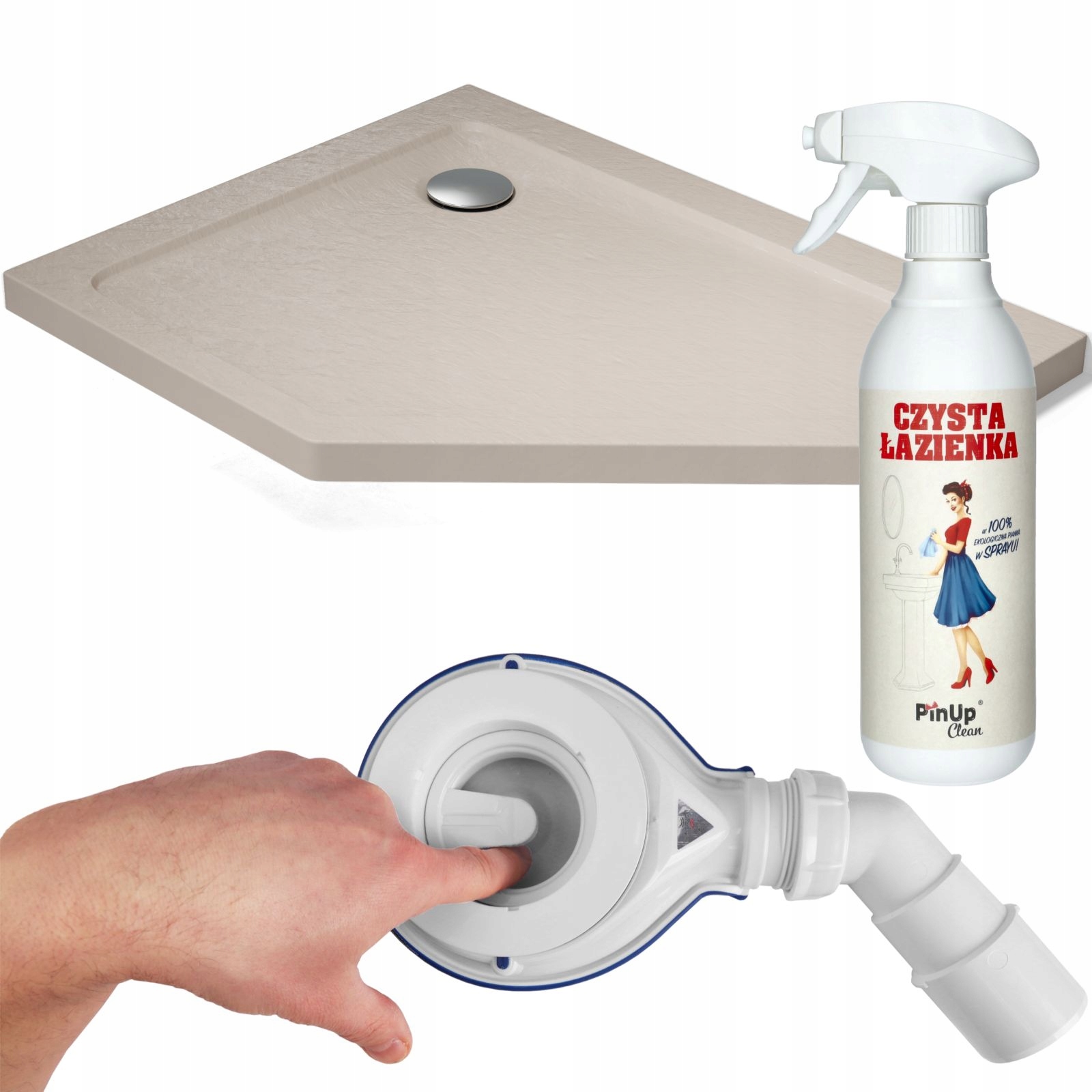 Brodzik prysznicowy wysoki Doros Pt E Kaszmirowy 100x90 syfon Premium L