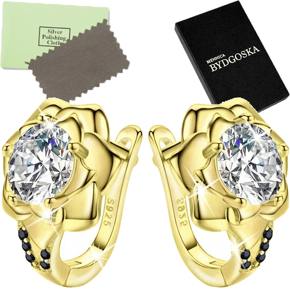 Stříbrné náušnice pro ženu, růže, stříbro o ryzosti 925, pozlacené, originální