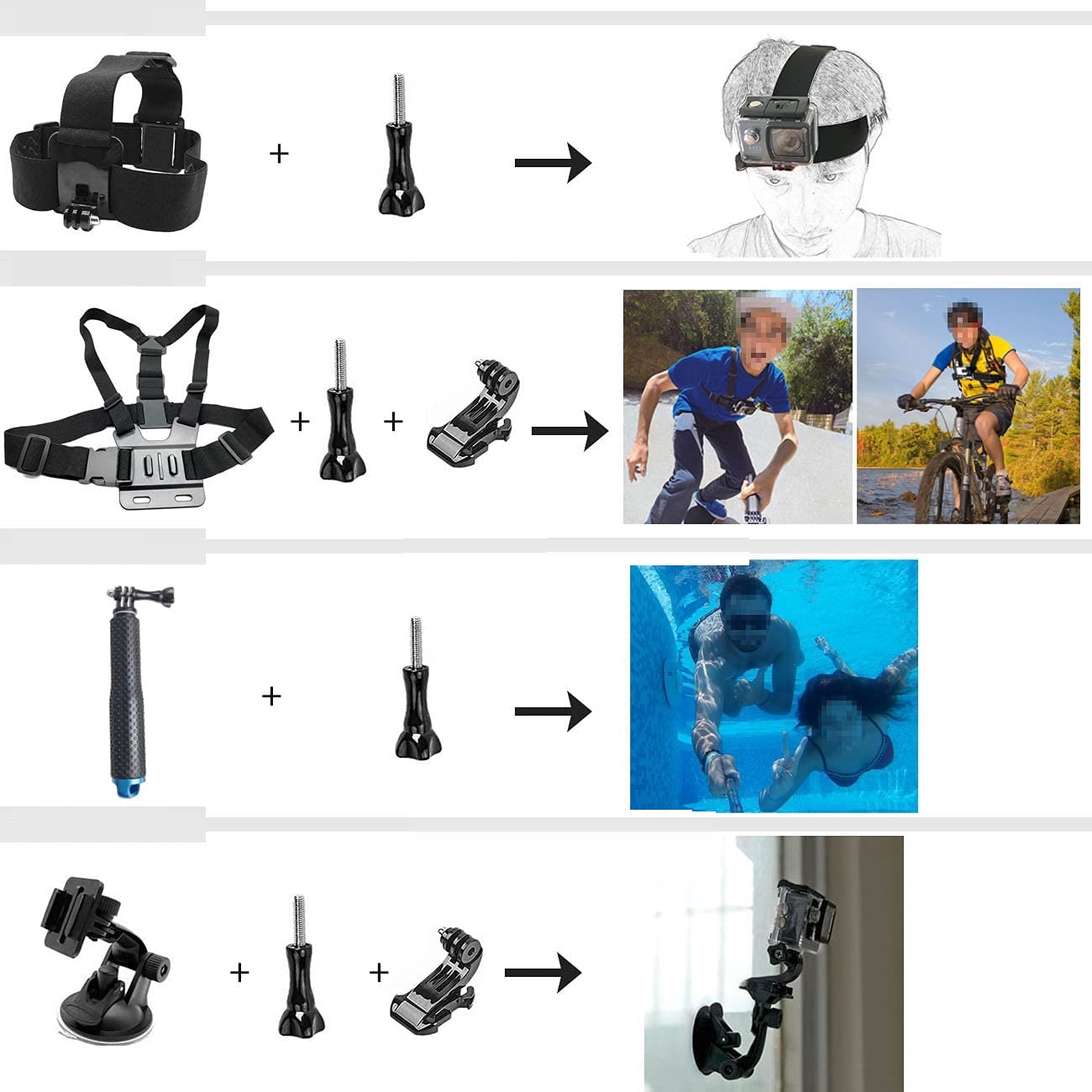 ZESTAW AKCESORIÓW DO KAMERY SPORTOWEJ ETUI CZARNE Marka inna