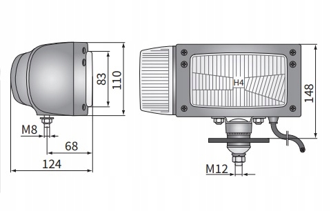 REFLEKTOR przedni LEWY H4 246x110 kierunkowskazem Typ maszyny Inny
