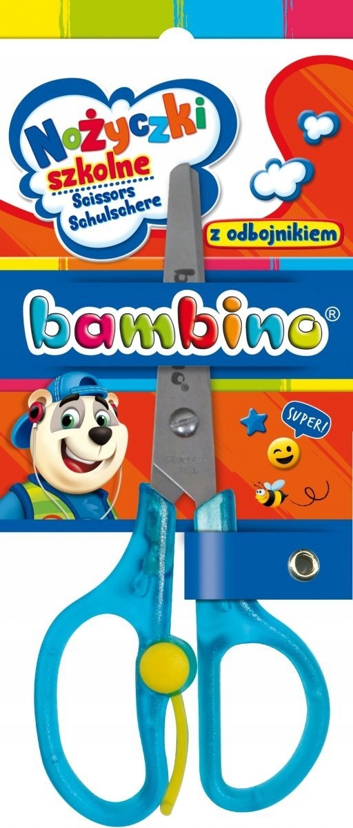 NOŻYCZKI SZKOLNE Z ODBOJNIKIEM BAMBINO