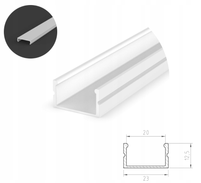 Led Profil Zapuštěný 2 M Bílý Mléčný Kryt C15