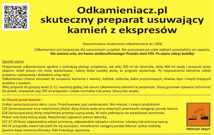 Odkamieniacz / odwapniacz do ekspresów 5 litrów. EAN (GTIN) 5903886105027