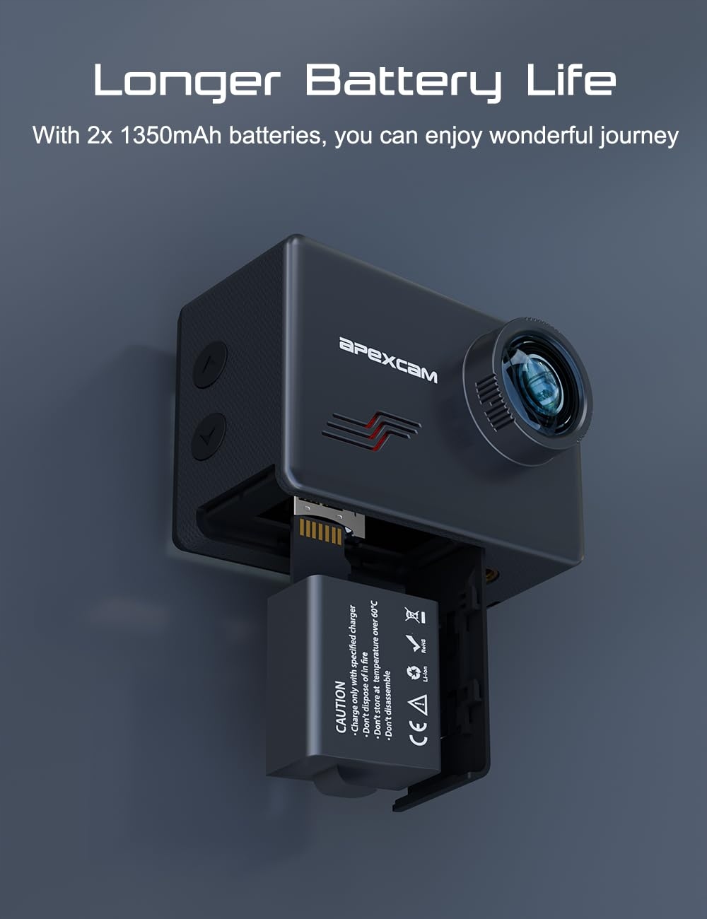 APEXCAM M80 4K 60FPS 48MP WiFi Underwater Camera 40m 170° Set — miniatura 6