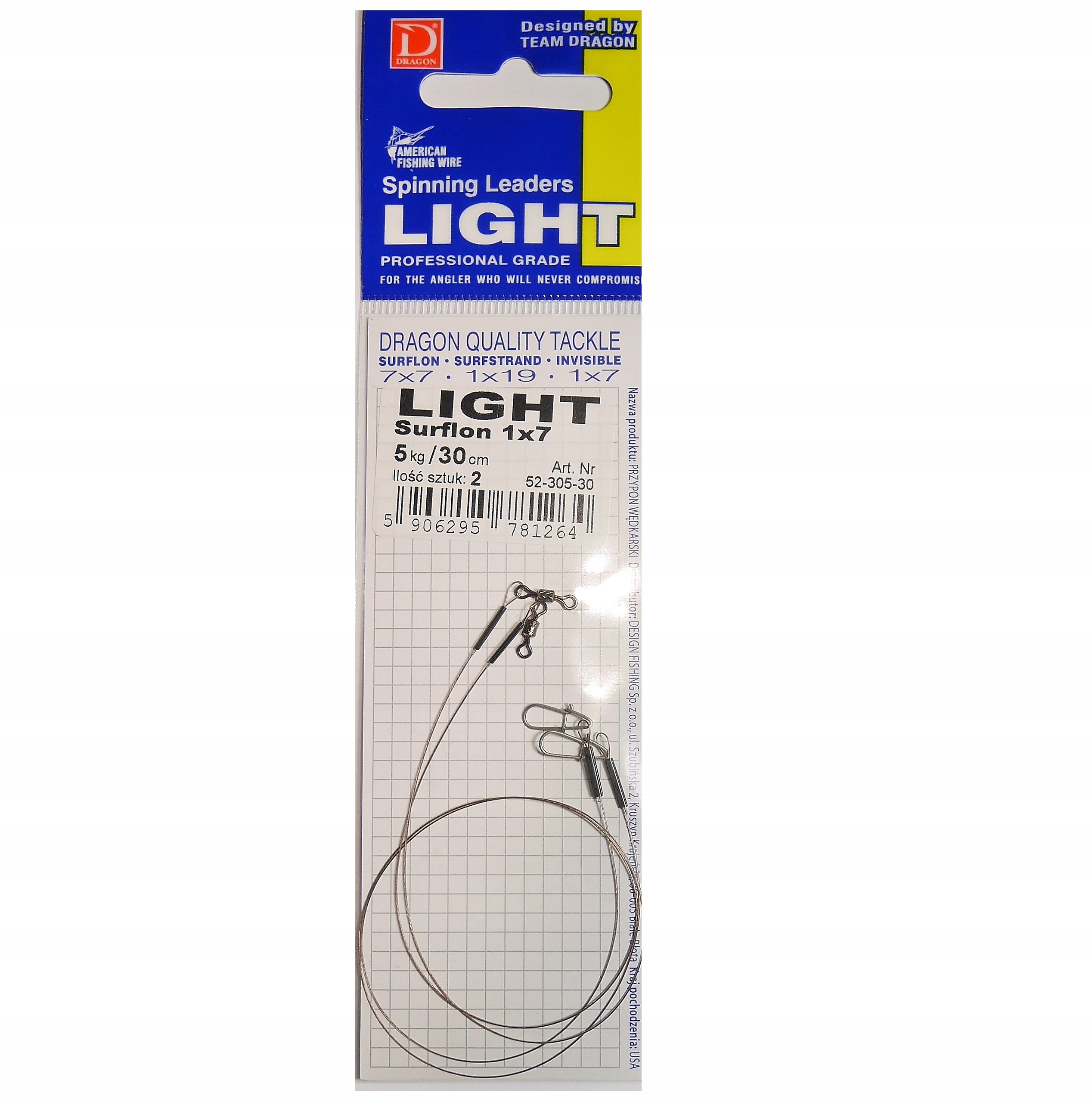 

Przypon Dragon Light Surflon 1x7 30cm 5kg 2szt.