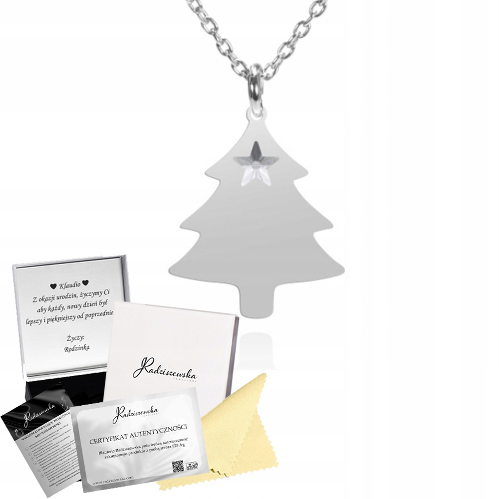 Vánoční stříbrný náhrdelník s vánočním stromkem 925 Dárek Přání Bonus