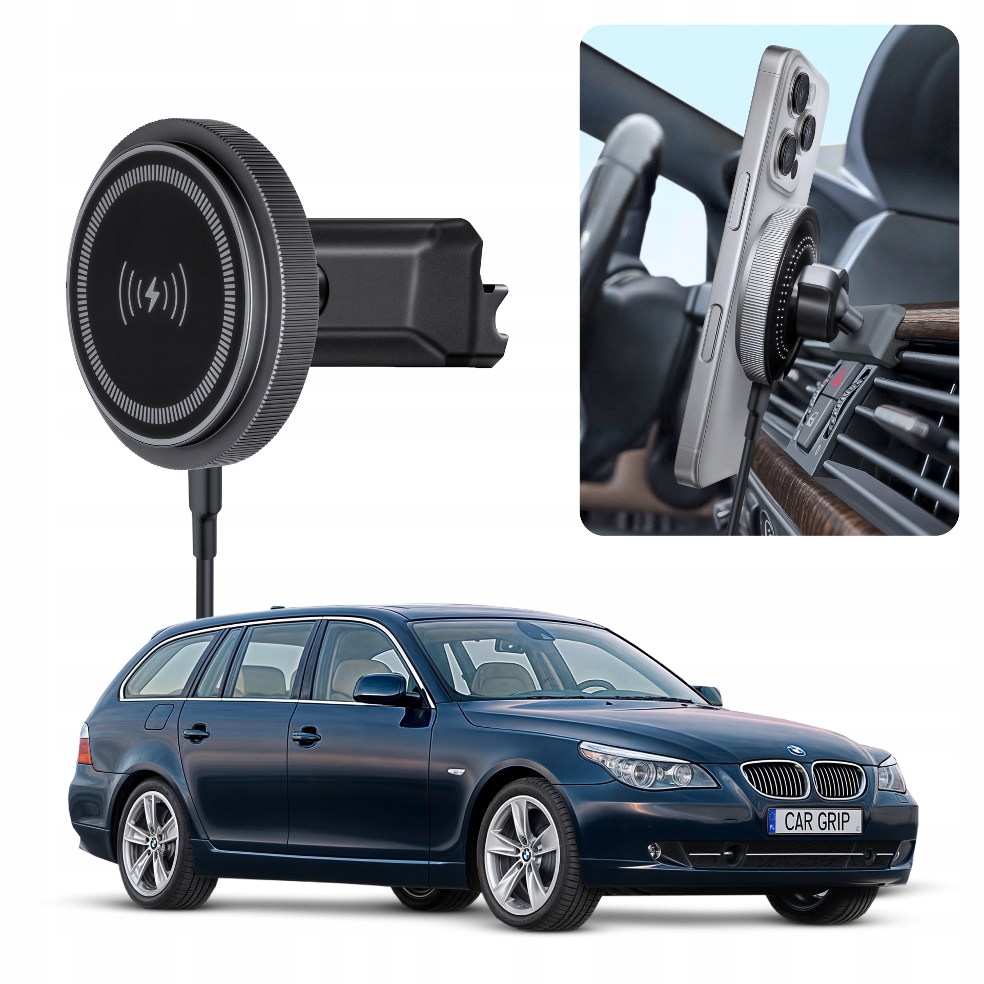 Uchwyt magnetyczny MagSafe MP1 z ładowaniem do Bmw 5 i 6 E60 E61 (2004-)