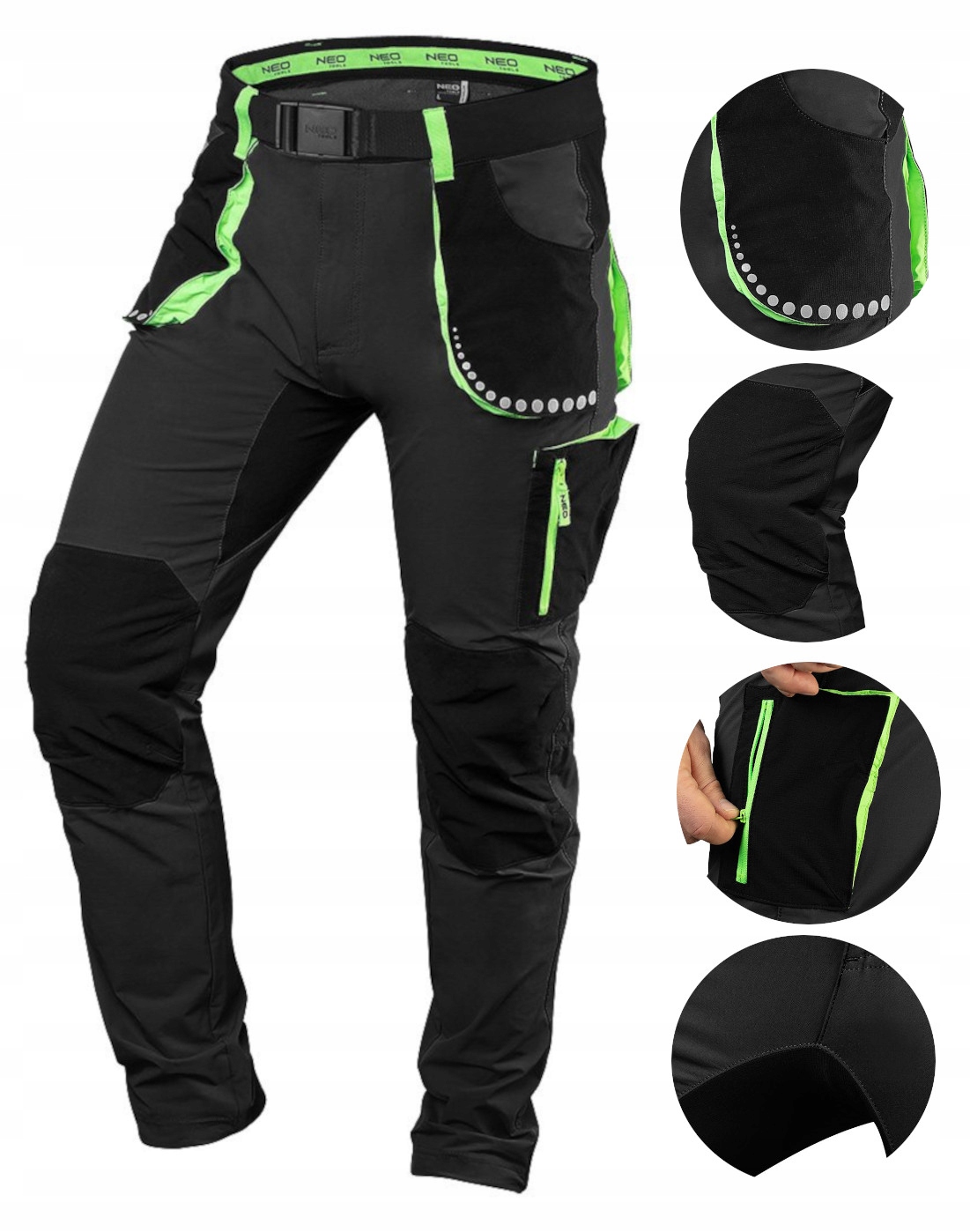 Pracovní kalhoty Premium, 4 way stretch, černé, velikost XXXL