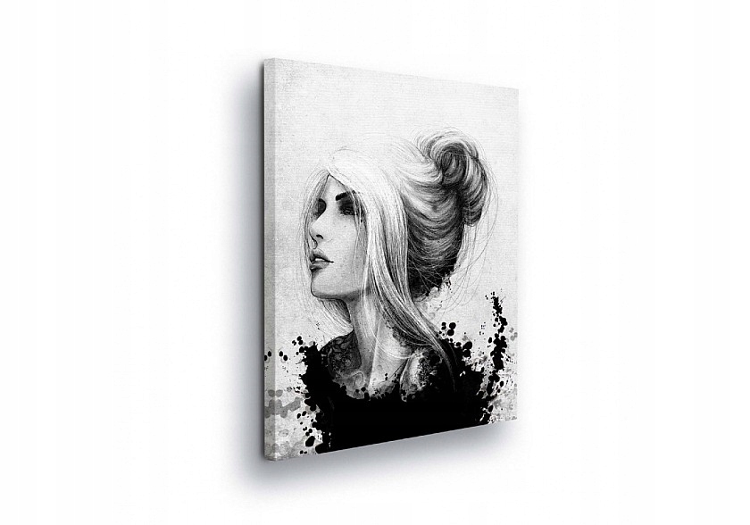 Obraz 50x70 Portrét ženy profil skica monochromatická abstrakce emoce