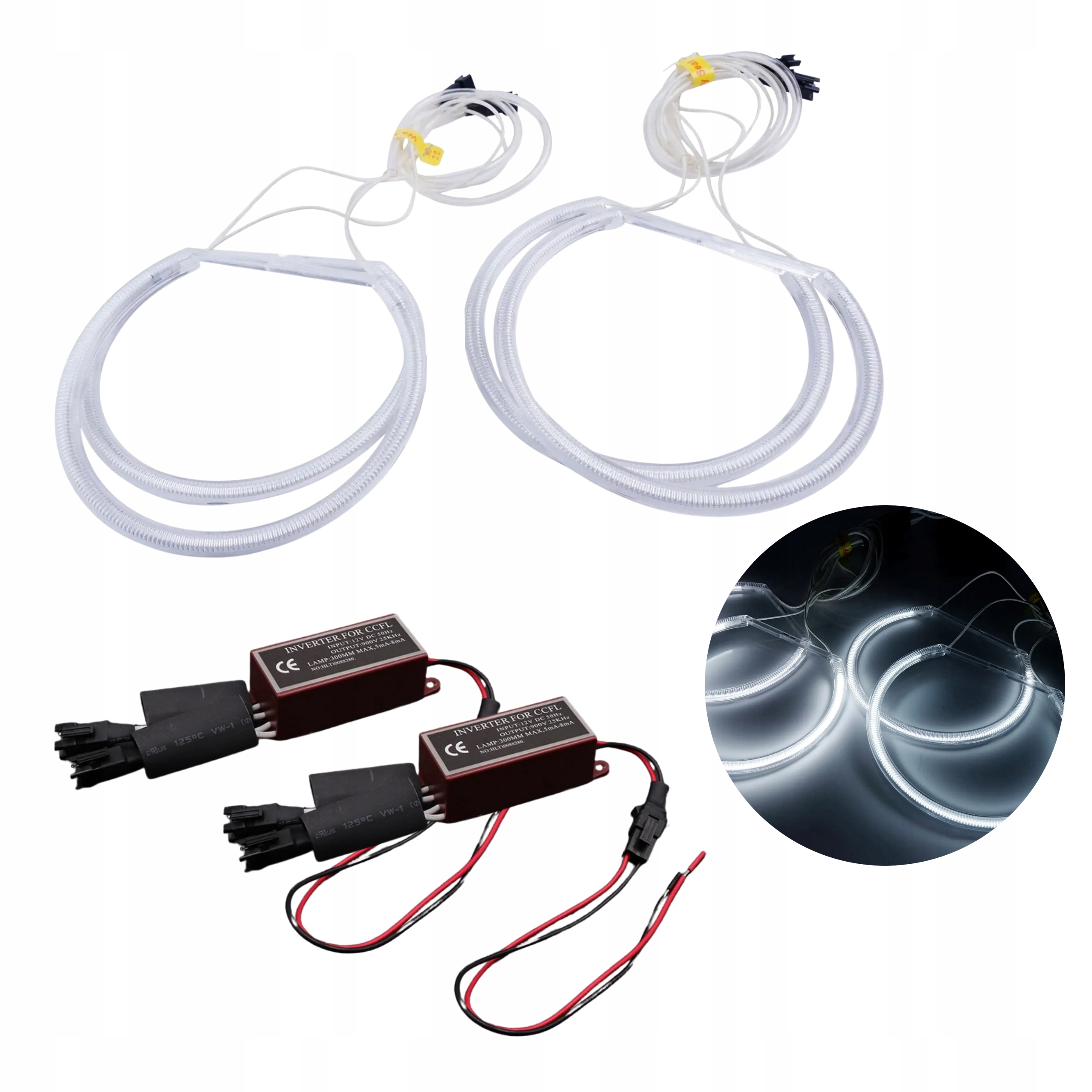 4x Bílé Ringy Andělské oči pro Bmw E46 sedan Ccfl Angel Eyes 2x131 mm 2x146 mm