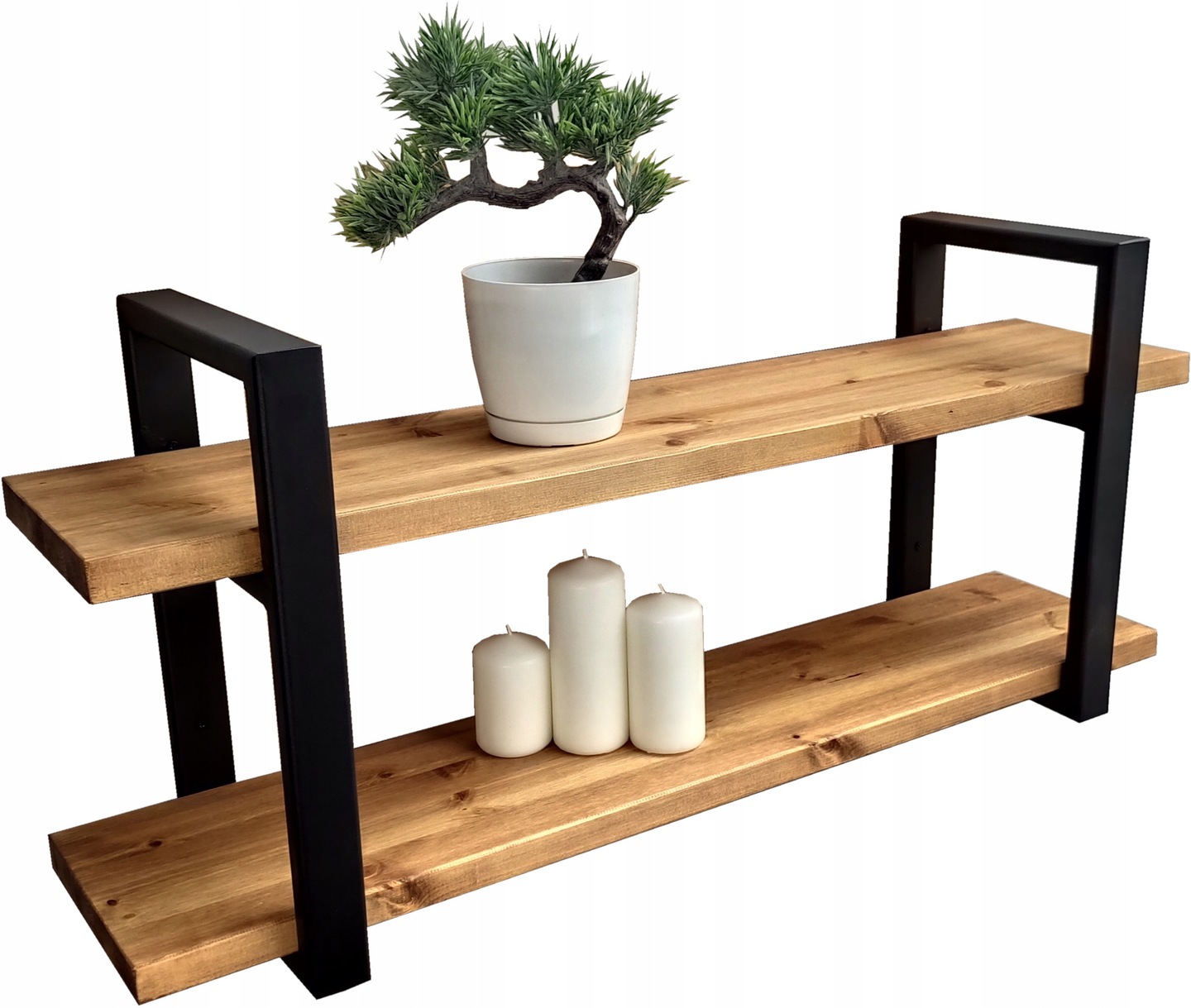 

Półka drewniana ścienna metal Loft wisząca 60cm