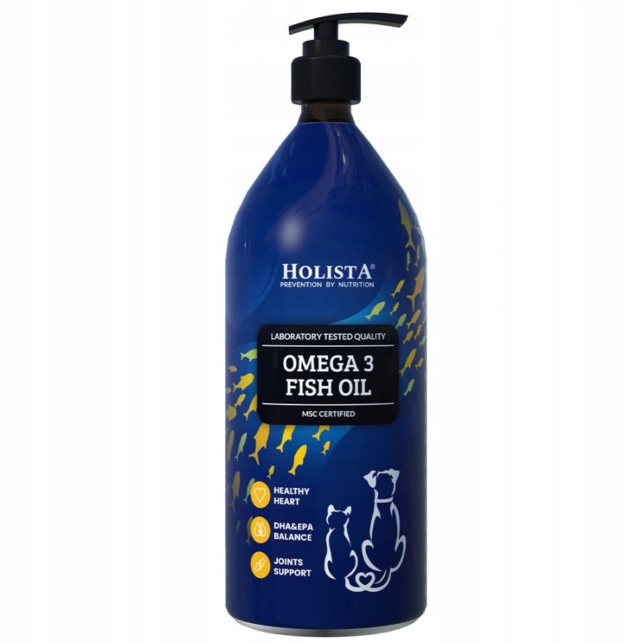 Holista Omega3 olej Pro Psa Kočku 1000 ml Imunita Zdravé klouby Kůže Srst