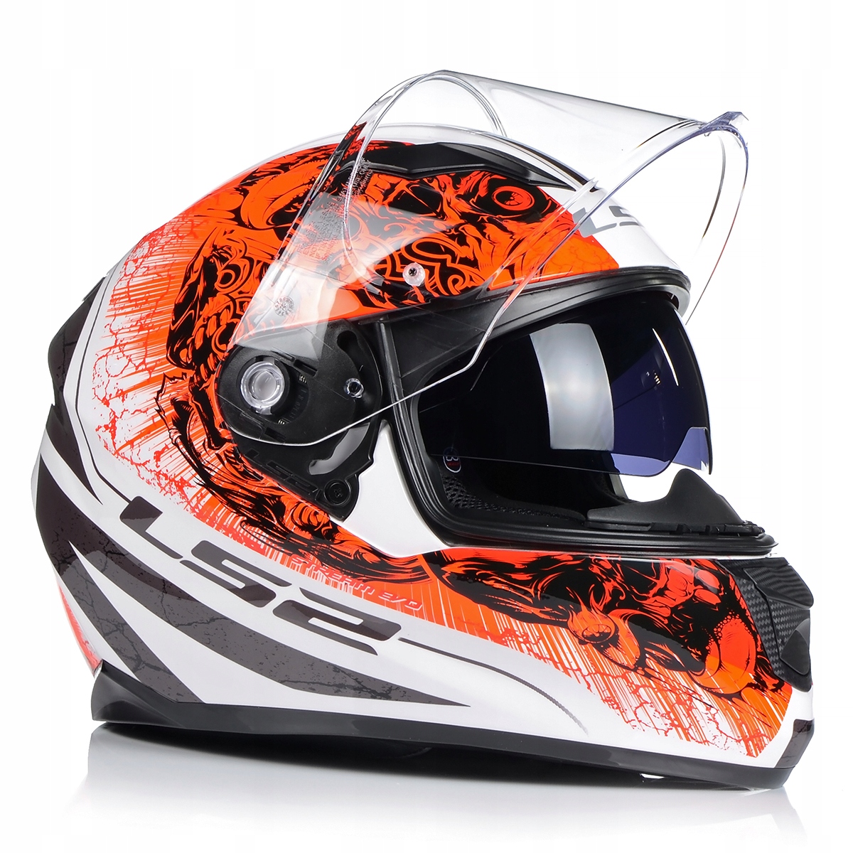 LS2 FFF320 STREAM EVO THRONE WHITE ORANGE KASK MOTOCYKLOWY rozmiar L Model FF320 Stream Evo