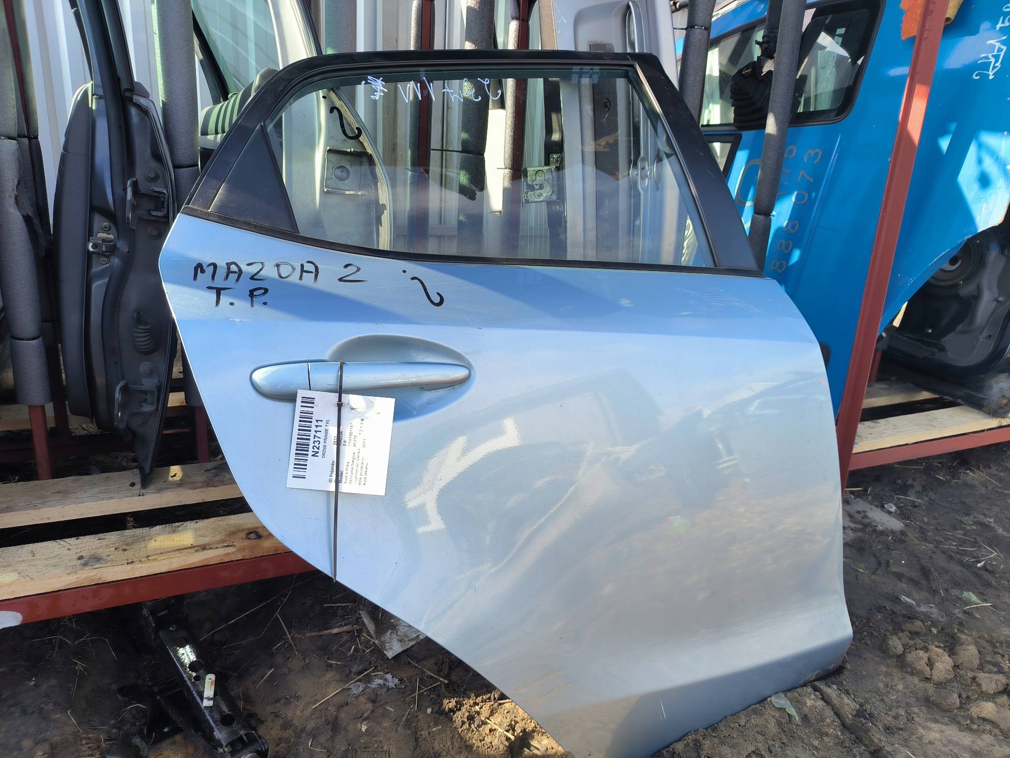 Tür rechts heck blaue MAZDA 2 II DE 5D