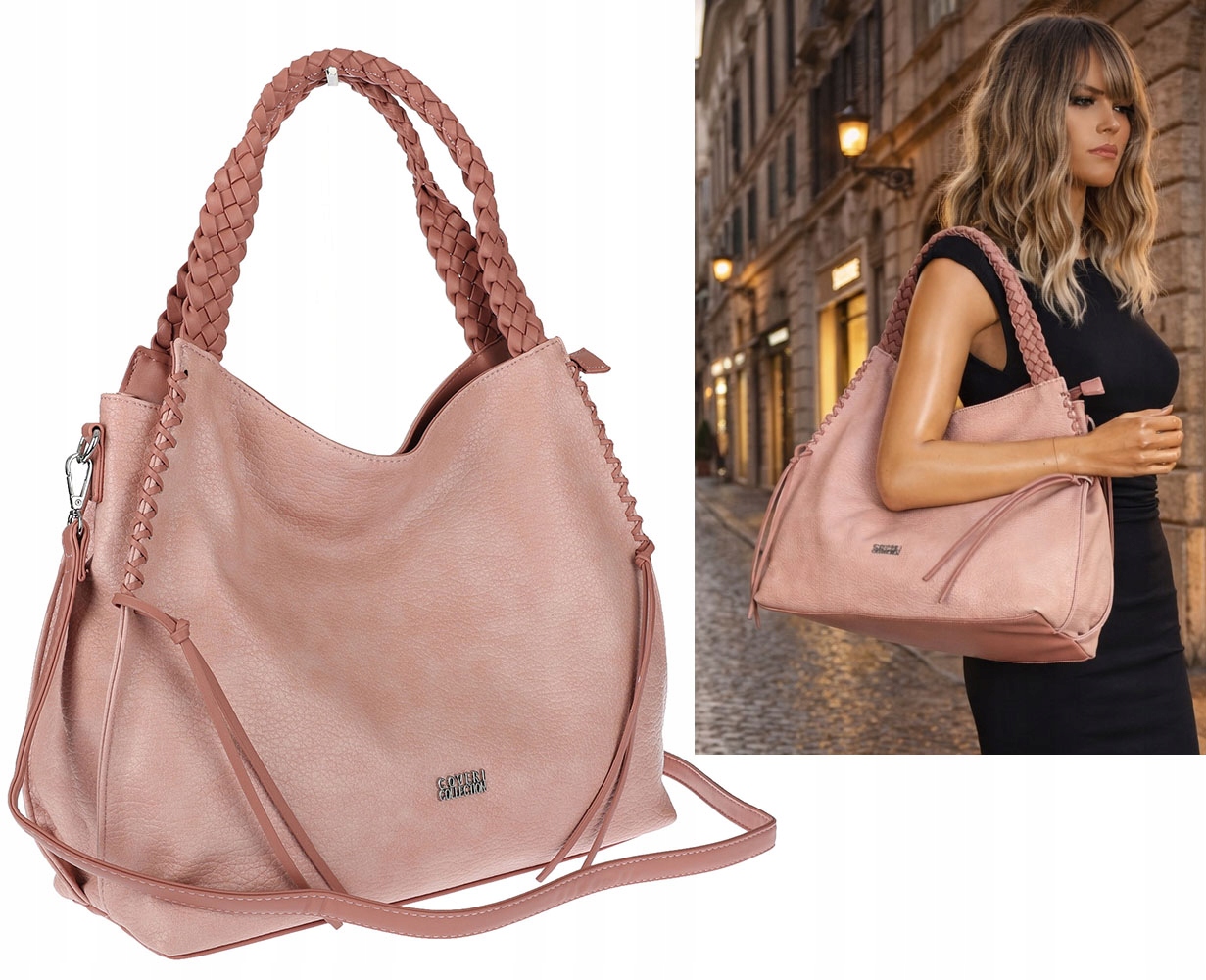 Torebka Damska Worek Shopper Torba na Ramię duża pajemna CC6703 Różowa