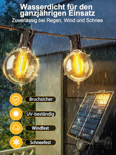 ARKOCHIC Solarna Girlanda 15M 21 Żarówek G40 Pilot 8 Trybów Ogród Balkon — miniatura 5
