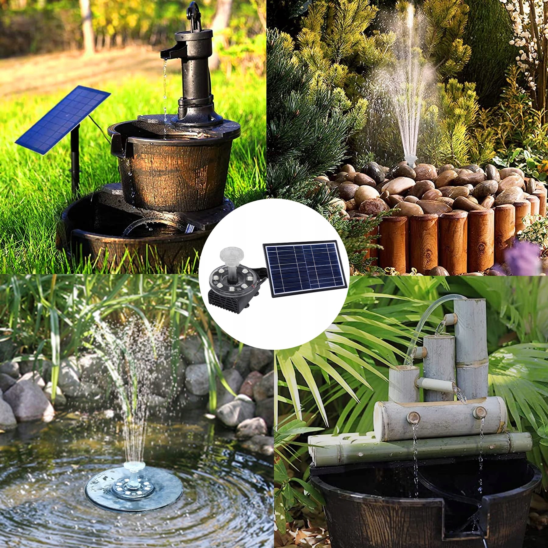 BOADW Fontanna Solar LED 7W Z Panelem Solarnym Do Ogrodu I Stawu — miniatura 2
