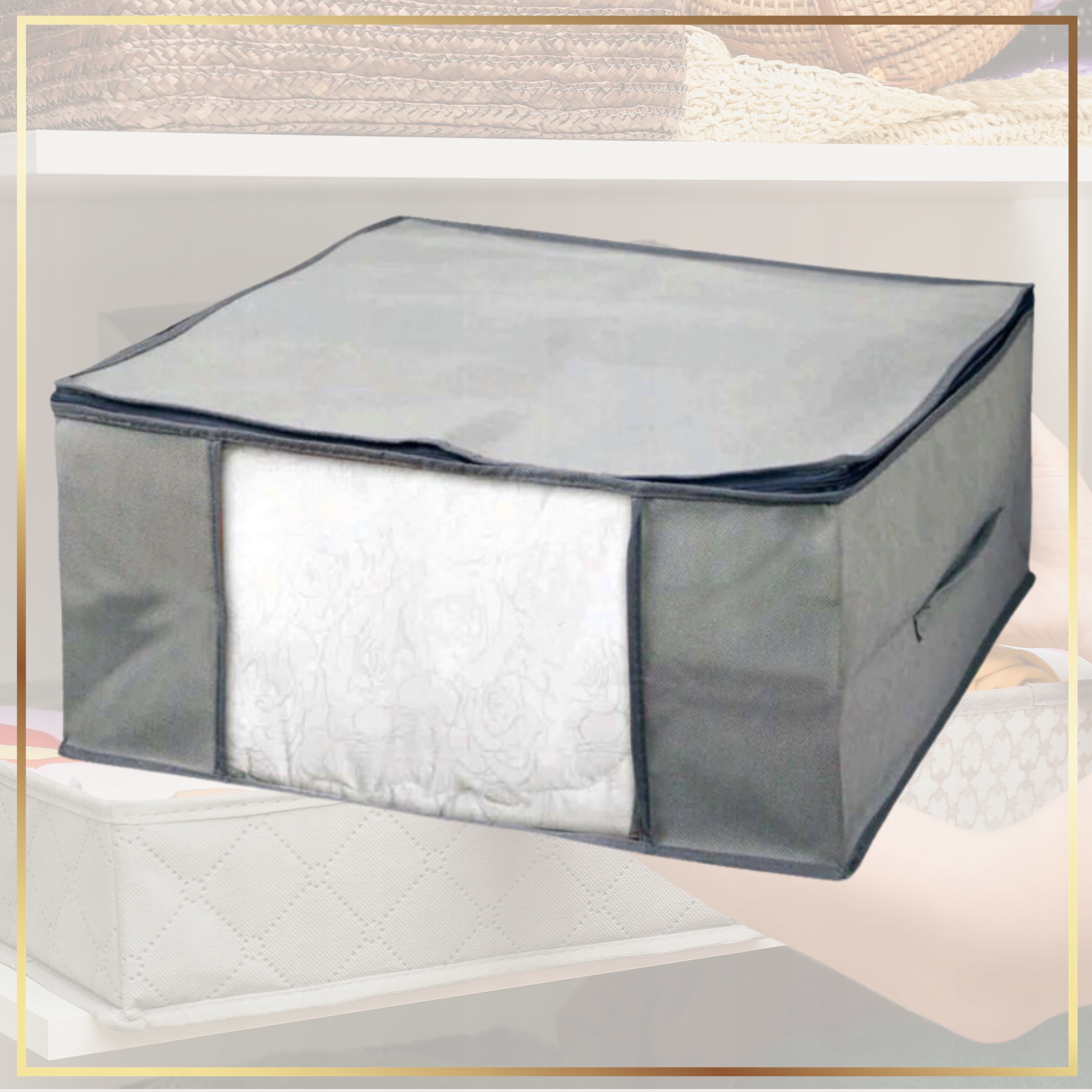 Pokrowiec na pościel ubrania pojemnik 60x45x30 pojemnik, pudełko do szafy Przeznaczenie uniwersalne