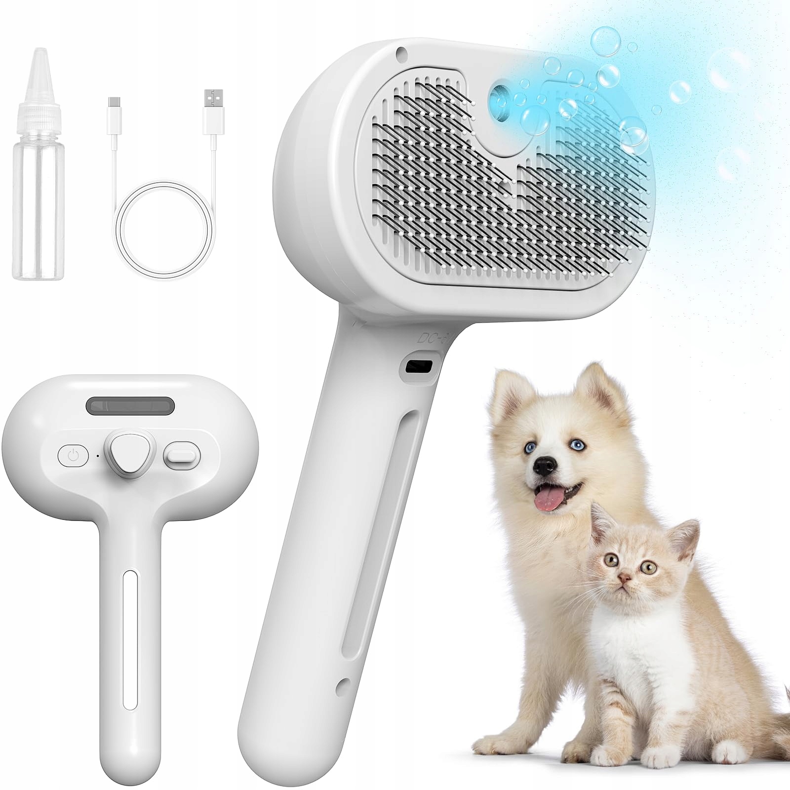 Levně Elektrický Parní Kartáč Pro Kočky A Psy 2V1 Péče O Srst
