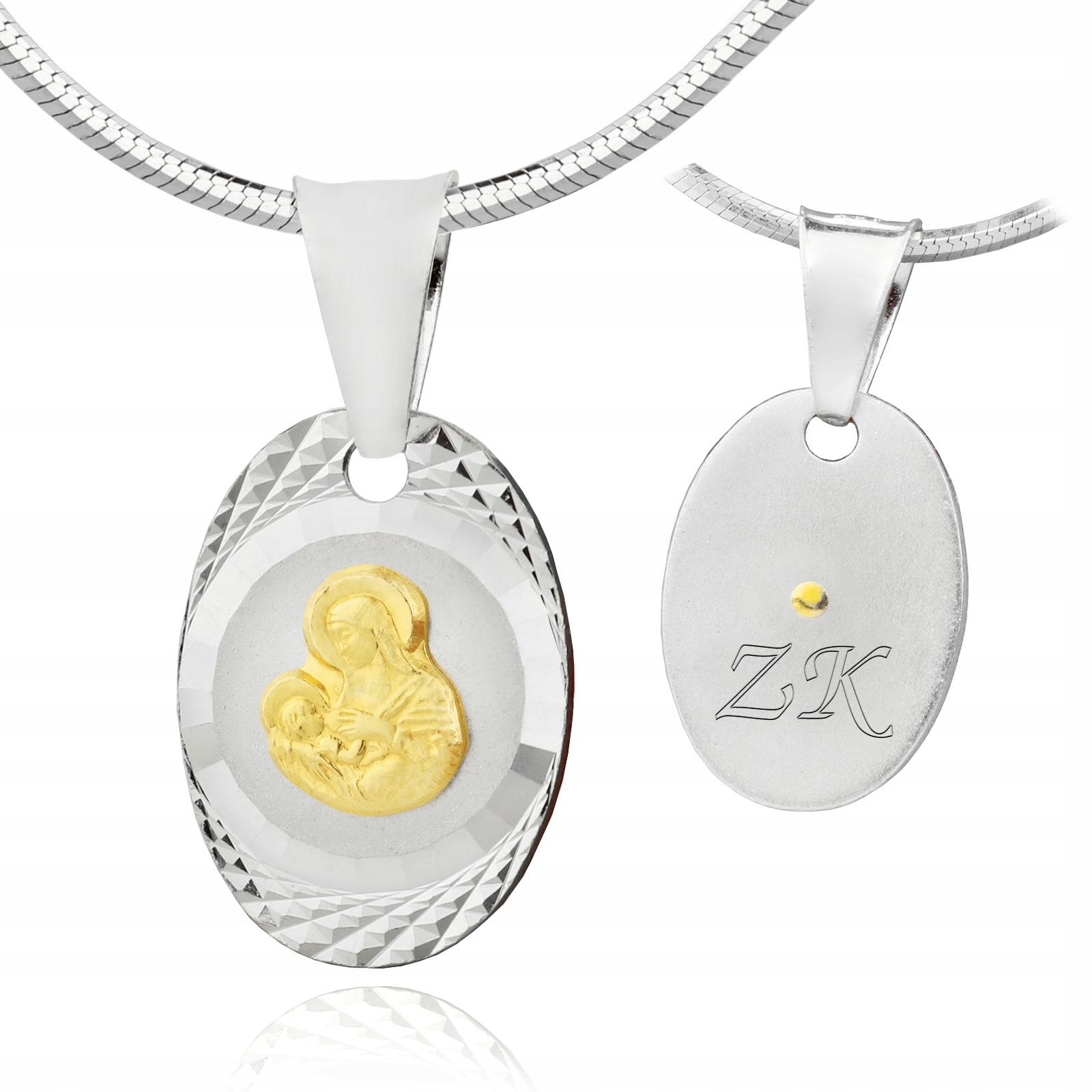SREBRNY MEDALIK 925 łańcuszek Chrzest GRAWER Marka Inna marka
