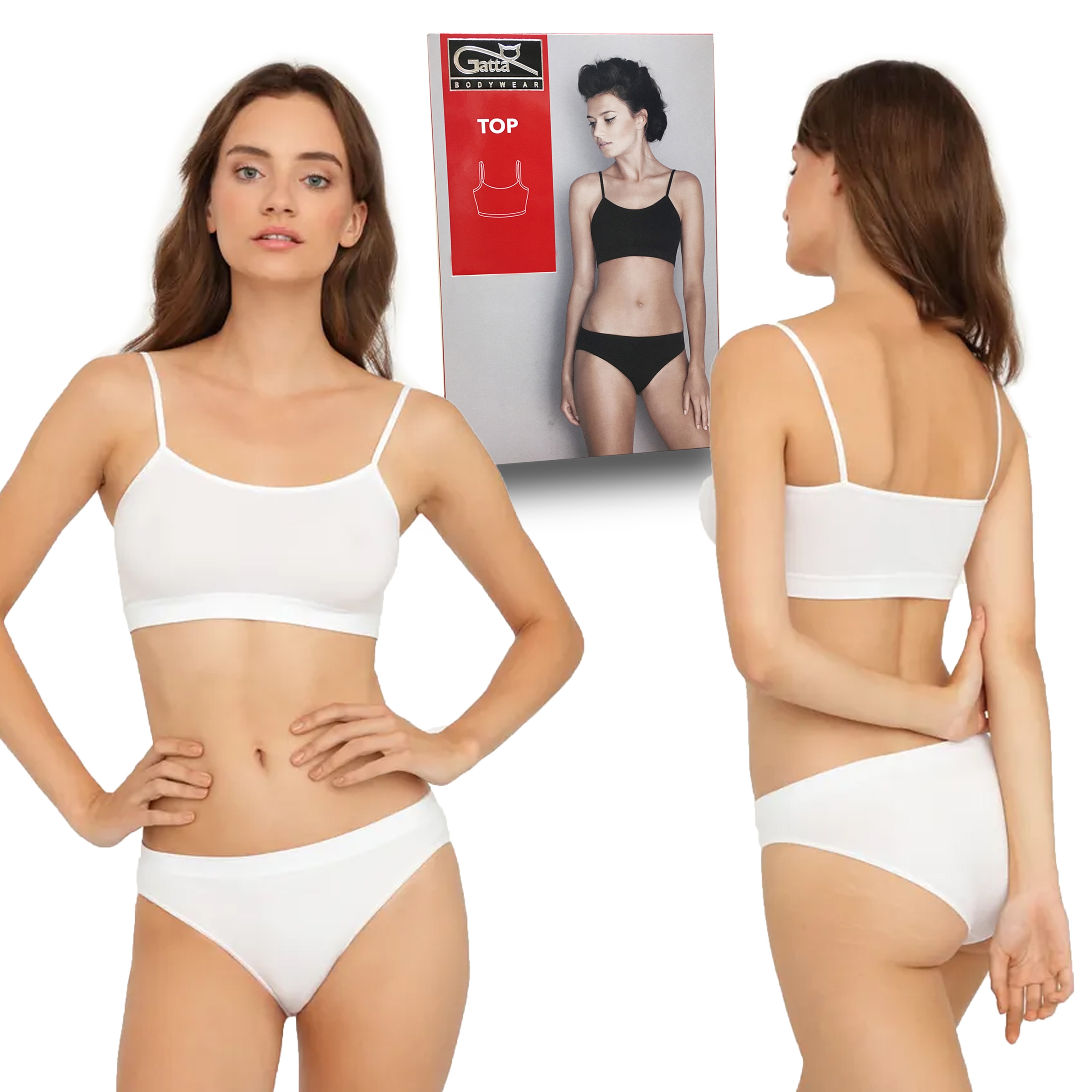 

Gatta Top bezszwowy cienkie ramiączka, biały, L