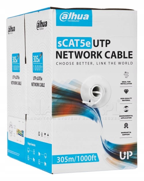 Kabel Sieciowy KAT.5E Teleinformatyczny Skrętka Utp Dahua PFM920I-5EUN 305m