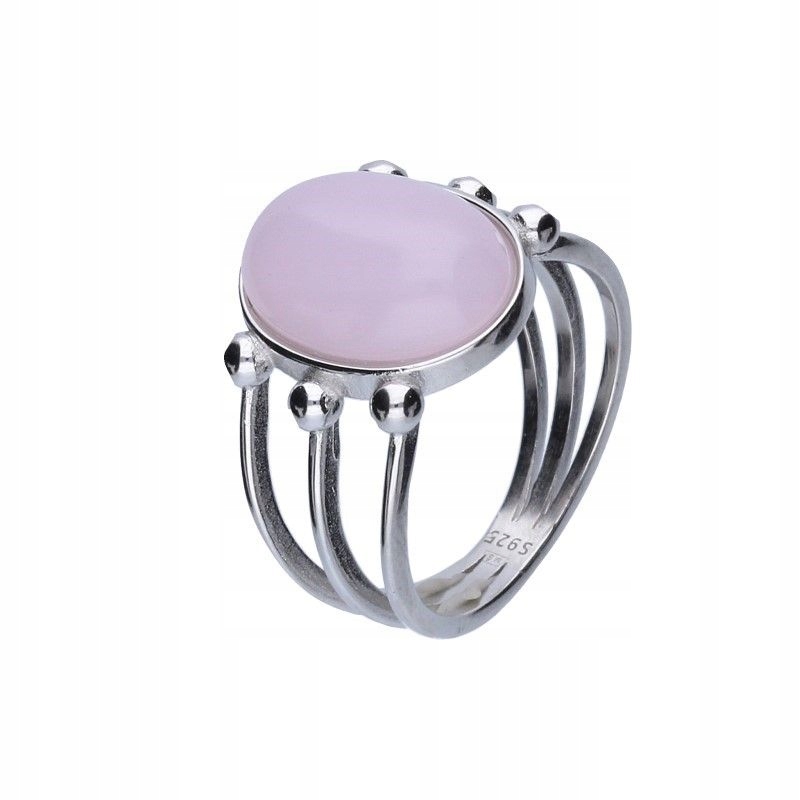 Stříbrný prstýnek 925 Ažurový s kulatým růžovým křemenem pro ni r14