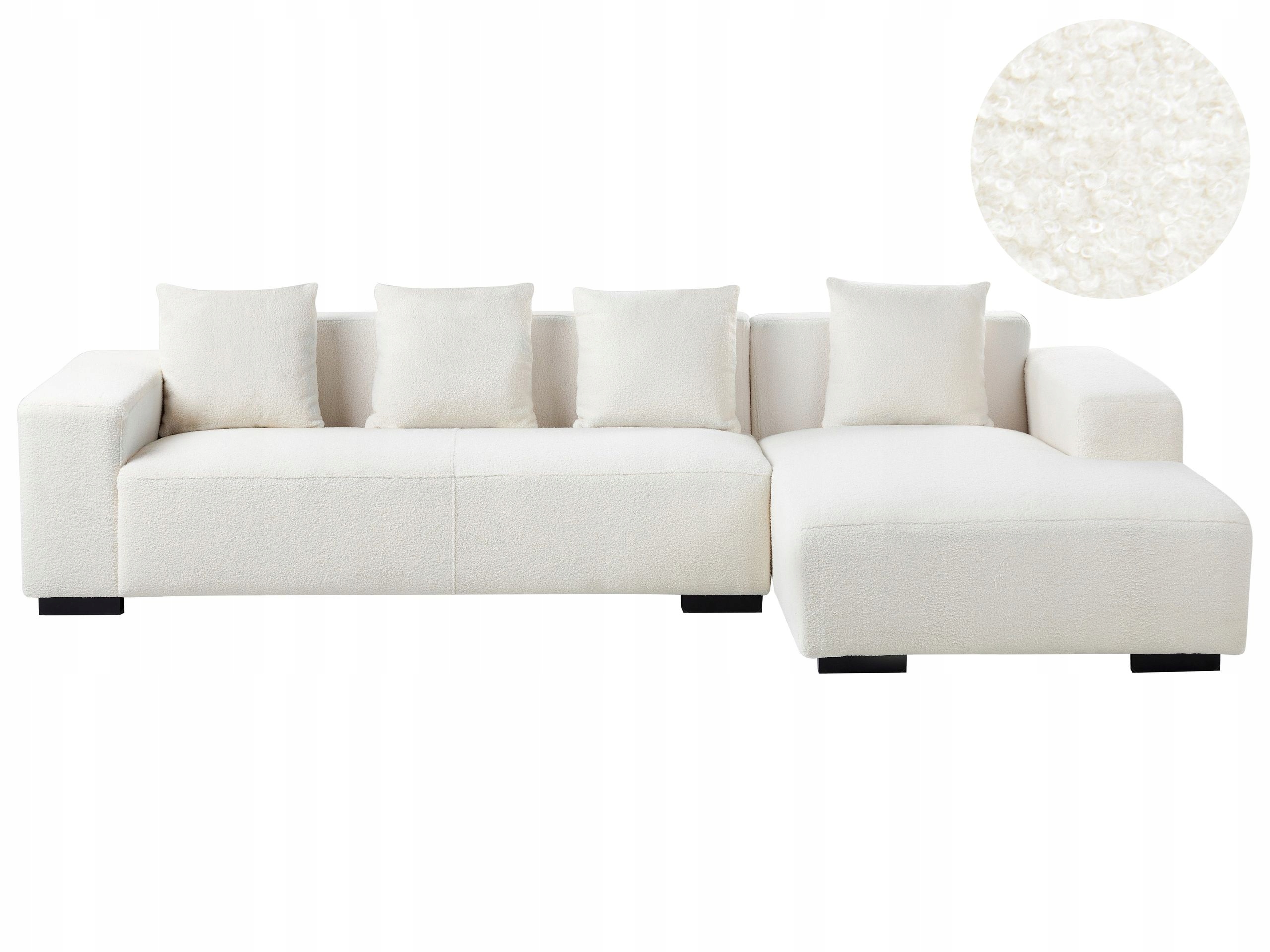 Narożnik sofa z tkaniną boucle w kolorze białym