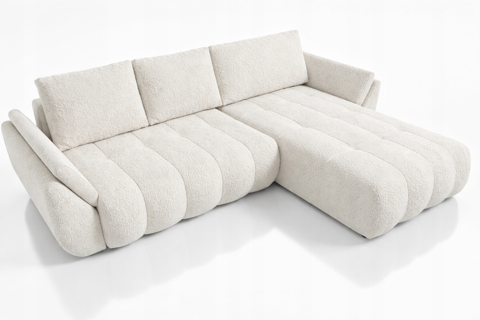 Bílý Rohová Sedací Souprava S Funkcí Spaní Rohová Sedačka Rozkládací Do Obývacího Pokoje Faro Boucle