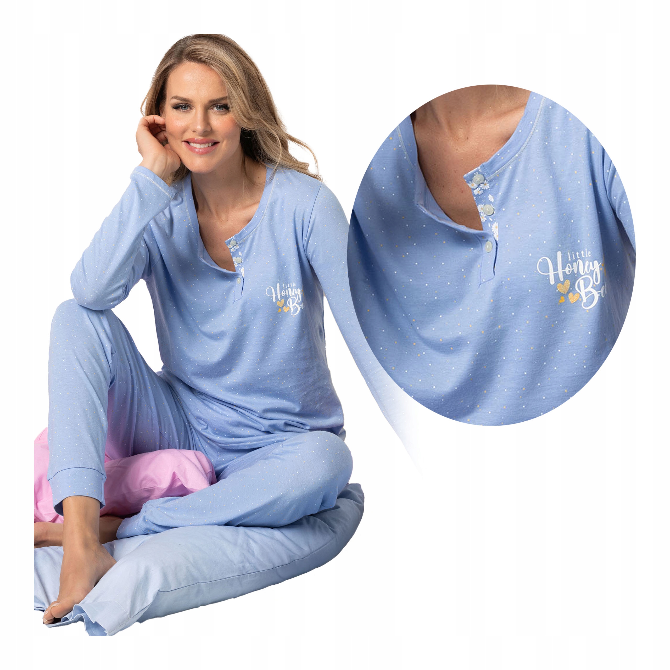 Dámské bavlněné dvoudílné pyžamo s dlouhým rukávem a dlouhými kalhotami S Sielei