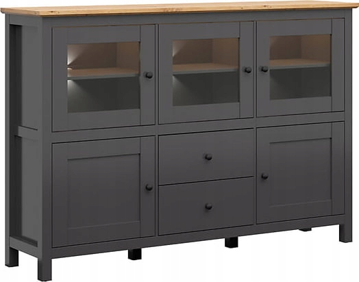 Komoda Szafka Witryna Hesen Black Red White