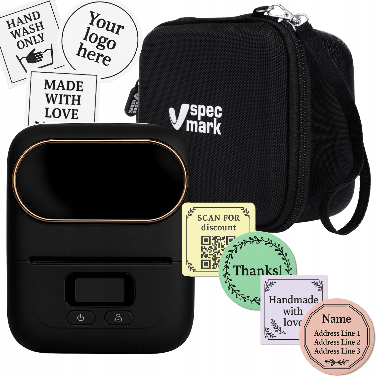 Phomemo M110 termální tiskárna štítků Bluetooth s kufříkem a sadou nálepek