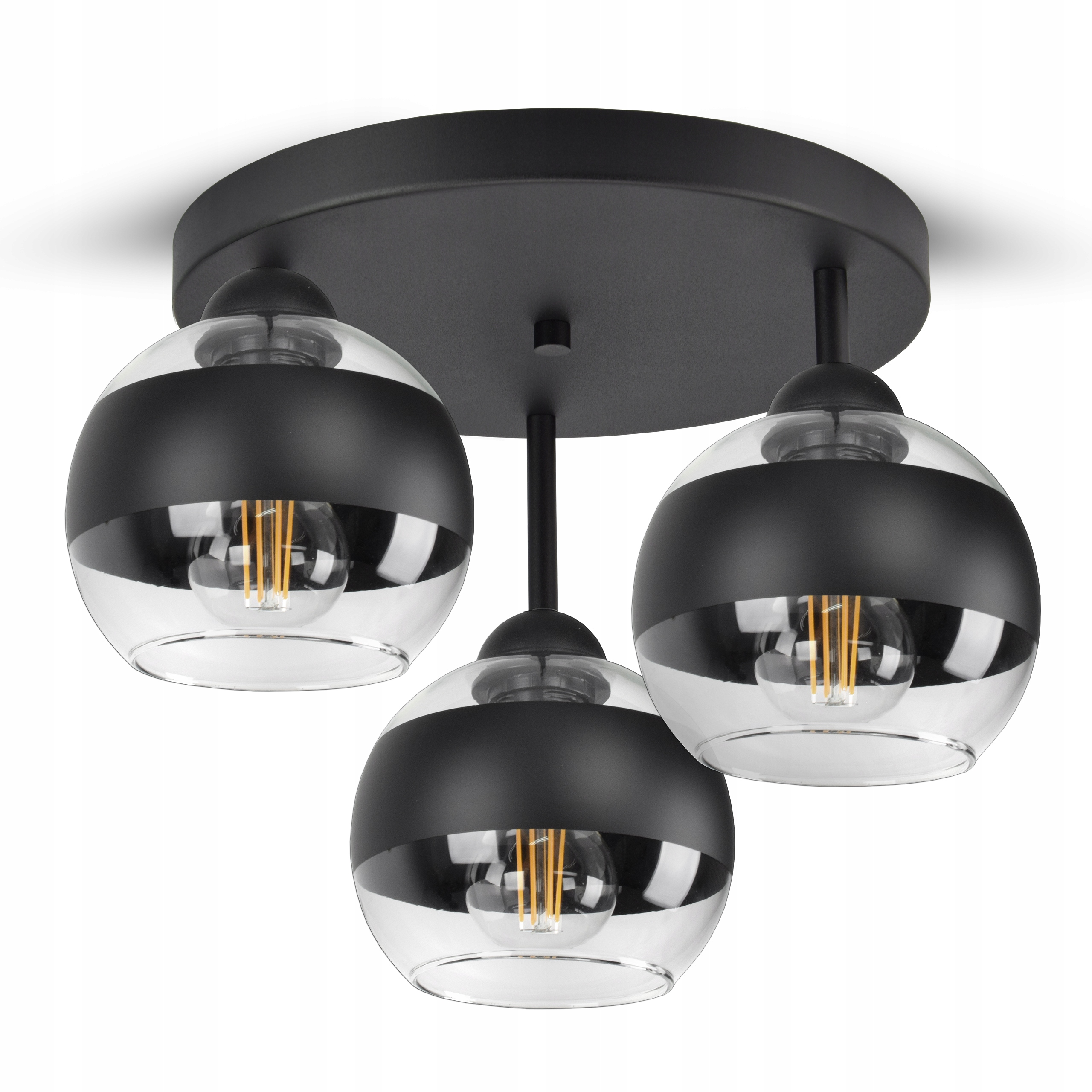 Lampa Wisząca Sufitowa Żyrandol Czarna Szklane Kule Black Belt ER3 Led E27