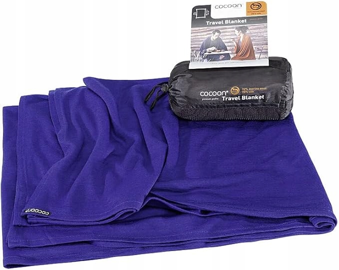 Cestovní deka Cocoon Merino Silk 180 x 140 cm Merino vlna Hedvábí Modrá